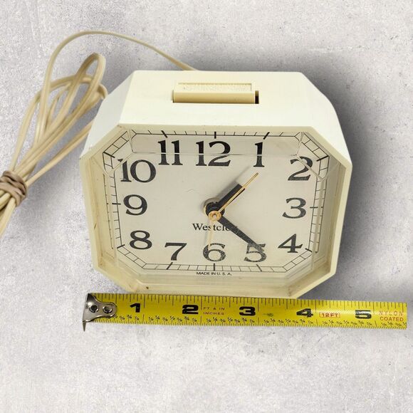 Vintage Electric Westclox Alarm Clock Octagon Model 22090-22540 White MCM Works - Picture 6 of 6
